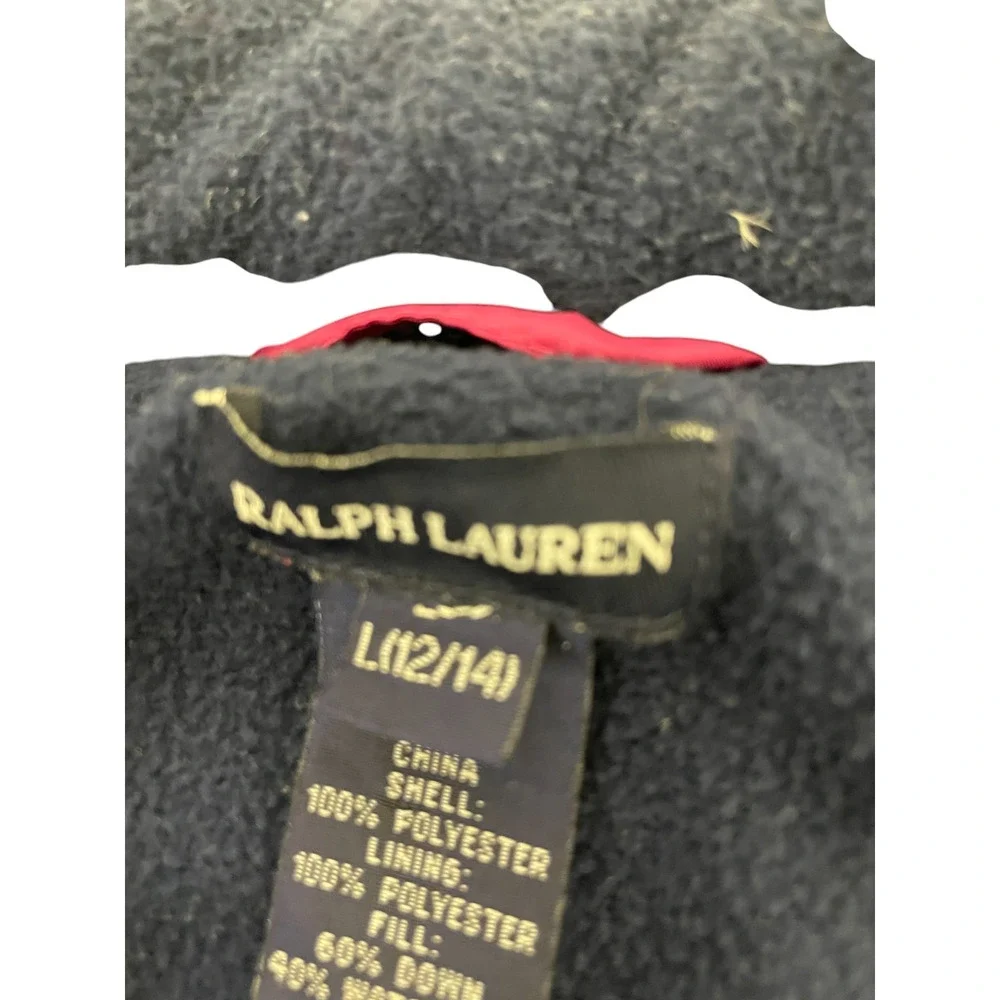 Ralph Lauren Hot Pink Puffer Coat Down Filled Padded Jacket Girls L Long Sleeve